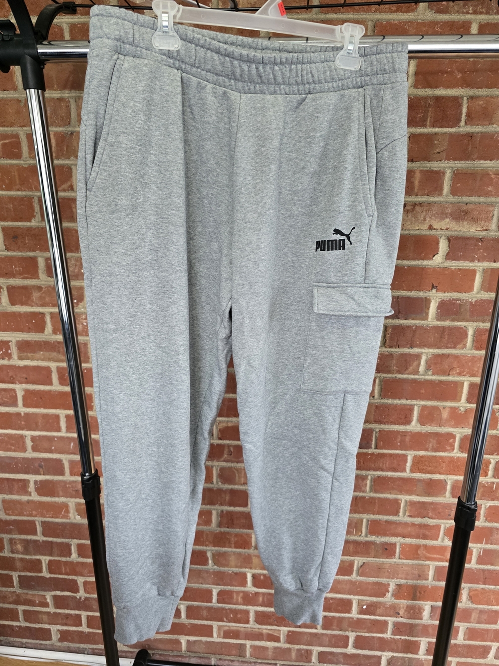 Puma Men’s Light Gray Cargo Sweatpants with Logo